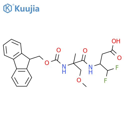 3-2-({(9H-fluoren-9-yl)methoxycarbonyl}amino)-2-(methoxymethyl)propanamido-4,4-difluorobutanoic acid structure