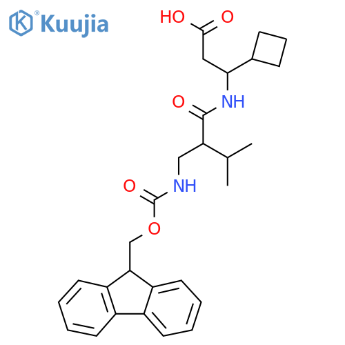 3-cyclobutyl-3-{2-({(9H-fluoren-9-yl)methoxycarbonyl}amino)methyl-3-methylbutanamido}propanoic acid structure