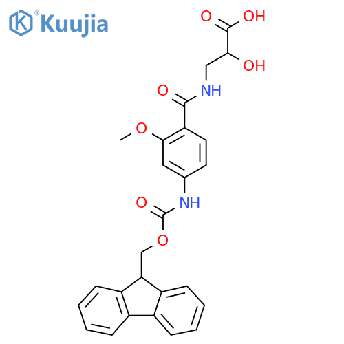3-{4-({(9H-fluoren-9-yl)methoxycarbonyl}amino)-2-methoxyphenylformamido}-2-hydroxypropanoic acid structure