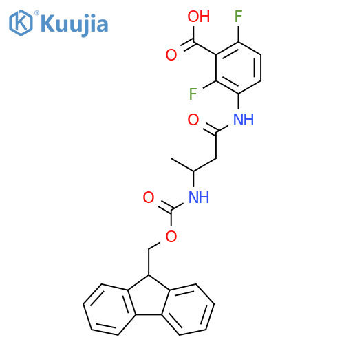 3-3-({(9H-fluoren-9-yl)methoxycarbonyl}amino)butanamido-2,6-difluorobenzoic acid structure