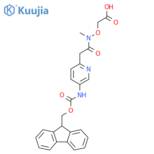 2-({2-5-({(9H-fluoren-9-yl)methoxycarbonyl}amino)pyridin-2-yl-N-methylacetamido}oxy)acetic acid structure