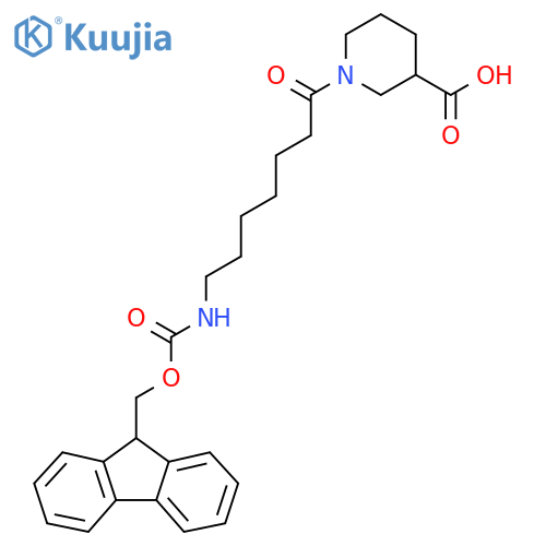 1-7-({(9H-fluoren-9-yl)methoxycarbonyl}amino)heptanoylpiperidine-3-carboxylic acid structure