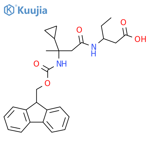 3-3-cyclopropyl-3-({(9H-fluoren-9-yl)methoxycarbonyl}amino)butanamidopentanoic acid structure