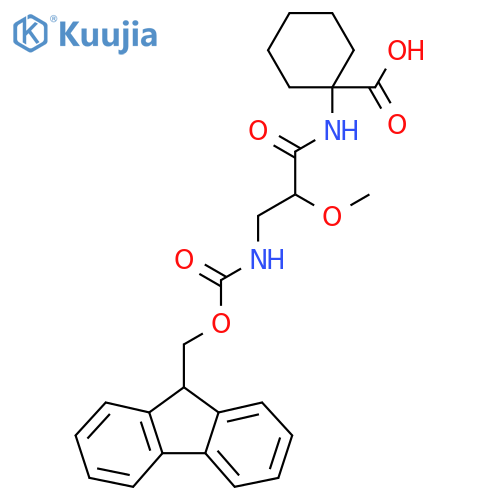 1-3-({(9H-fluoren-9-yl)methoxycarbonyl}amino)-2-methoxypropanamidocyclohexane-1-carboxylic acid structure