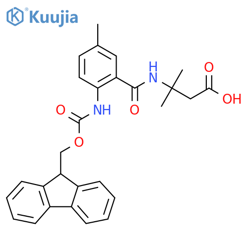 3-{2-({(9H-fluoren-9-yl)methoxycarbonyl}amino)-5-methylphenylformamido}-3-methylbutanoic acid structure