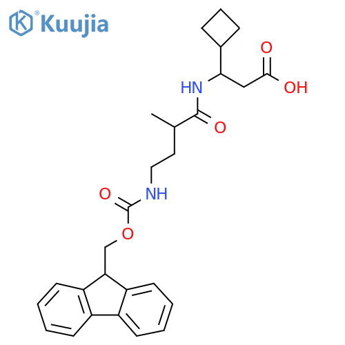 3-cyclobutyl-3-4-({(9H-fluoren-9-yl)methoxycarbonyl}amino)-2-methylbutanamidopropanoic acid structure