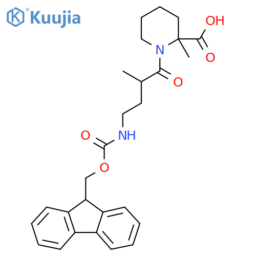 1-4-({(9H-fluoren-9-yl)methoxycarbonyl}amino)-2-methylbutanoyl-2-methylpiperidine-2-carboxylic acid structure