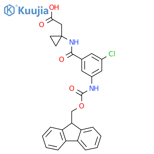 2-{1-3-chloro-5-({(9H-fluoren-9-yl)methoxycarbonyl}amino)benzamidocyclopropyl}acetic acid structure