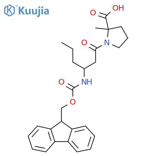 1-3-({(9H-fluoren-9-yl)methoxycarbonyl}amino)hexanoyl-2-methylpyrrolidine-2-carboxylic acid structure