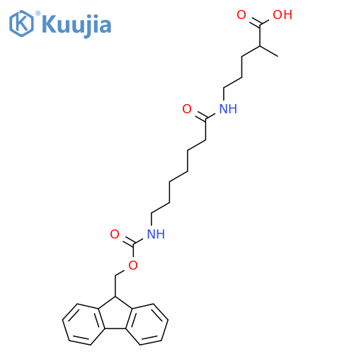 5-7-({(9H-fluoren-9-yl)methoxycarbonyl}amino)heptanamido-2-methylpentanoic acid structure