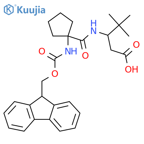 3-{1-({(9H-fluoren-9-yl)methoxycarbonyl}amino)cyclopentylformamido}-4,4-dimethylpentanoic acid structure