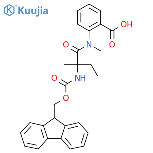2-2-({(9H-fluoren-9-yl)methoxycarbonyl}amino)-N,2-dimethylbutanamidobenzoic acid structure
