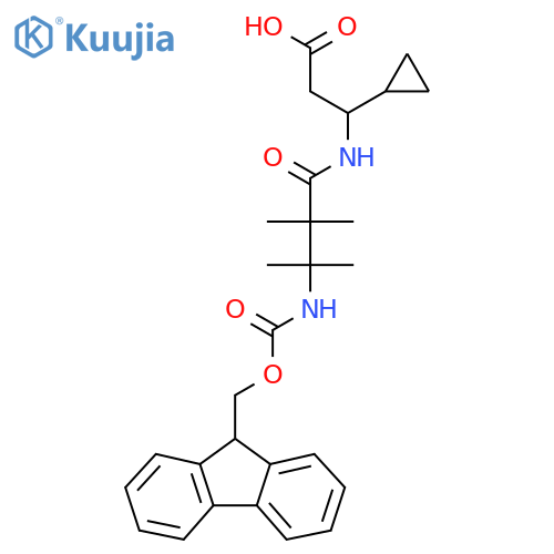 3-cyclopropyl-3-3-({(9H-fluoren-9-yl)methoxycarbonyl}amino)-2,2,3-trimethylbutanamidopropanoic acid structure