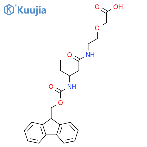 2-{2-3-({(9H-fluoren-9-yl)methoxycarbonyl}amino)pentanamidoethoxy}acetic acid structure