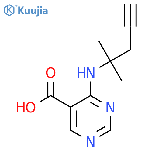 4-(2-methylpent-4-yn-2-yl)aminopyrimidine-5-carboxylic acid structure