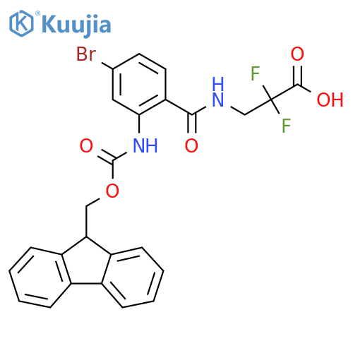 3-{4-bromo-2-({(9H-fluoren-9-yl)methoxycarbonyl}amino)phenylformamido}-2,2-difluoropropanoic acid structure