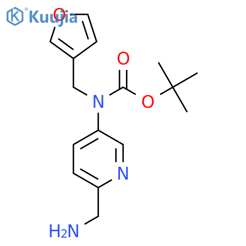 tert-butyl N-6-(aminomethyl)pyridin-3-yl-N-(furan-3-yl)methylcarbamate structure