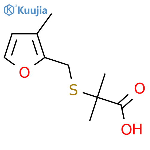 2-methyl-2-{(3-methylfuran-2-yl)methylsulfanyl}propanoic acid structure