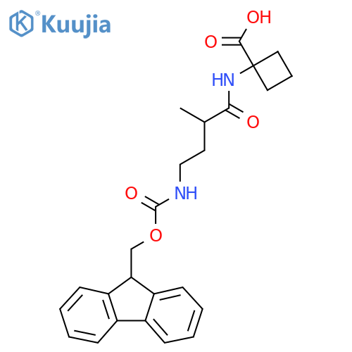 1-4-({(9H-fluoren-9-yl)methoxycarbonyl}amino)-2-methylbutanamidocyclobutane-1-carboxylic acid structure