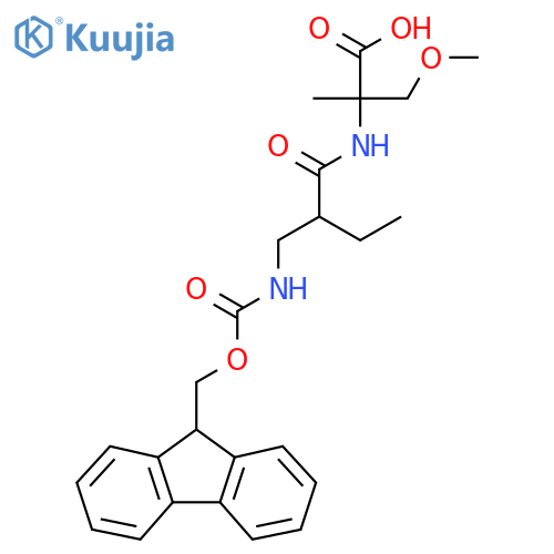 2-{2-({(9H-fluoren-9-yl)methoxycarbonyl}amino)methylbutanamido}-3-methoxy-2-methylpropanoic acid structure