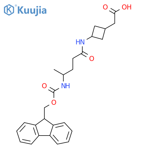 2-{3-4-({(9H-fluoren-9-yl)methoxycarbonyl}amino)pentanamidocyclobutyl}acetic acid structure