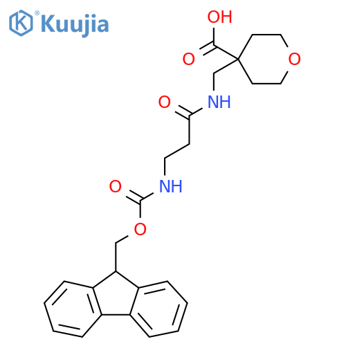 4-{3-({(9H-fluoren-9-yl)methoxycarbonyl}amino)propanamidomethyl}oxane-4-carboxylic acid structure