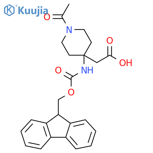 2-[1-acetyl-4-({[(9H-fluoren-9-yl)methoxy]carbonyl}amino)piperidin-4-yl]acetic acid structure