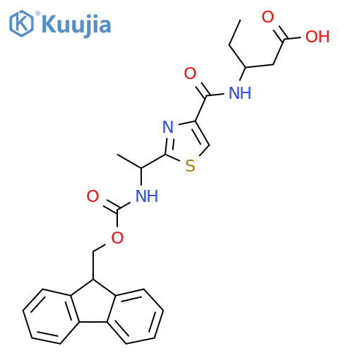 3-({2-[1-({[(9H-fluoren-9-yl)methoxy]carbonyl}amino)ethyl]-1,3-thiazol-4-yl}formamido)pentanoic acid structure