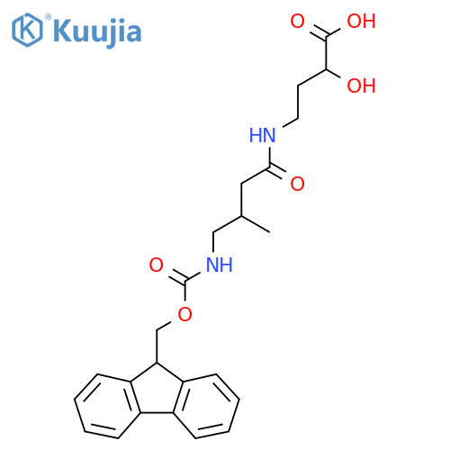4-4-({(9H-fluoren-9-yl)methoxycarbonyl}amino)-3-methylbutanamido-2-hydroxybutanoic acid structure
