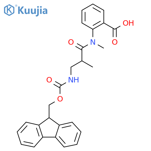 2-3-({(9H-fluoren-9-yl)methoxycarbonyl}amino)-N,2-dimethylpropanamidobenzoic acid structure