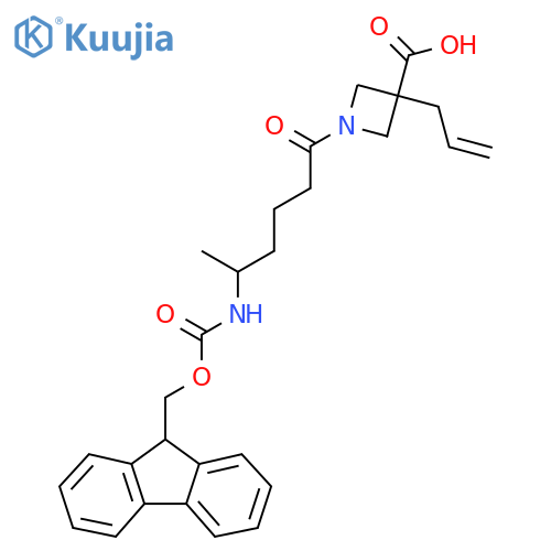 1-5-({(9H-fluoren-9-yl)methoxycarbonyl}amino)hexanoyl-3-(prop-2-en-1-yl)azetidine-3-carboxylic acid structure