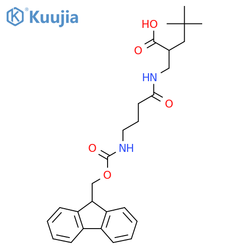 2-{4-({(9H-fluoren-9-yl)methoxycarbonyl}amino)butanamidomethyl}-4,4-dimethylpentanoic acid structure