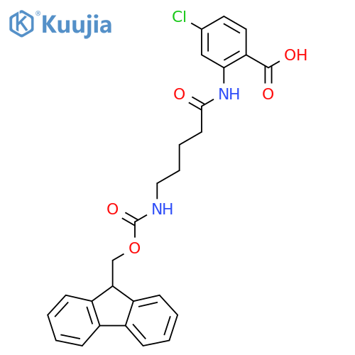 4-chloro-2-5-({(9H-fluoren-9-yl)methoxycarbonyl}amino)pentanamidobenzoic acid structure