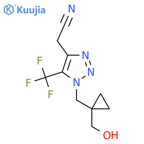 2-(1-{1-(hydroxymethyl)cyclopropylmethyl}-5-(trifluoromethyl)-1H-1,2,3-triazol-4-yl)acetonitrile structure