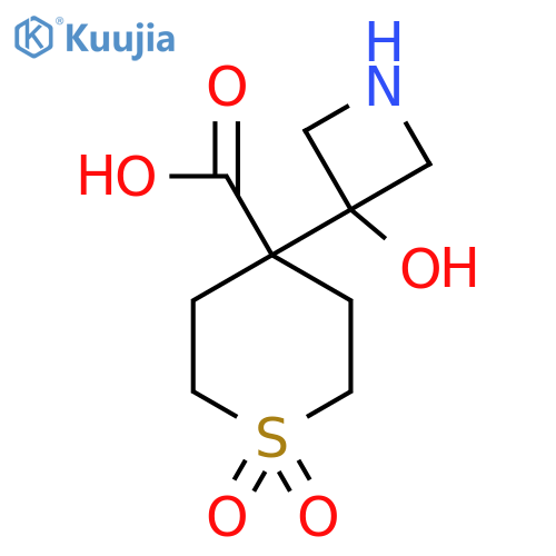 4-(3-Hydroxyazetidin-3-yl)-1,1-dioxo-1lambda6-thiane-4-carboxylic acid structure