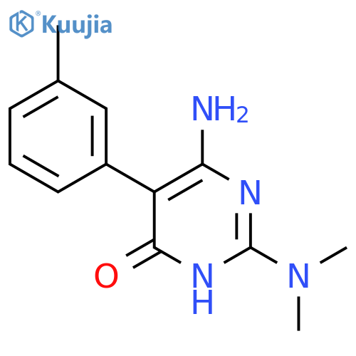 6-amino-2-(dimethylamino)-5-(3-methylphenyl)-3,4-dihydropyrimidin-4-one structure