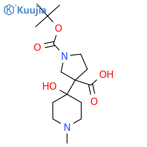1-(tert-butoxy)carbonyl-3-(4-hydroxy-1-methylpiperidin-4-yl)pyrrolidine-3-carboxylic acid structure