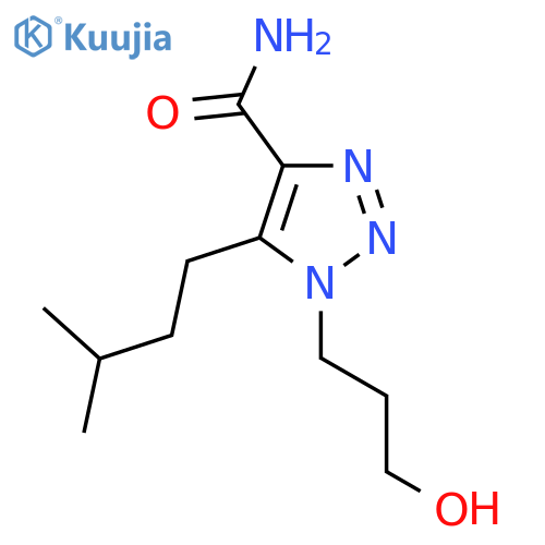 1-(3-hydroxypropyl)-5-(3-methylbutyl)-1H-1,2,3-triazole-4-carboxamide structure