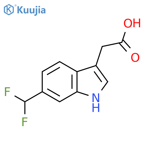 2-6-(difluoromethyl)-1H-indol-3-ylacetic acid structure
