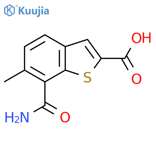 7-Carbamoyl-6-methyl-1-benzothiophene-2-carboxylic acid structure