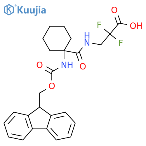 3-{1-({(9H-fluoren-9-yl)methoxycarbonyl}amino)cyclohexylformamido}-2,2-difluoropropanoic acid structure