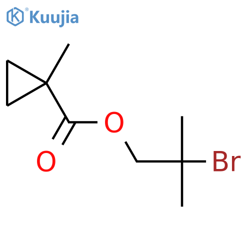 2-bromo-2-methylpropyl 1-methylcyclopropane-1-carboxylate structure