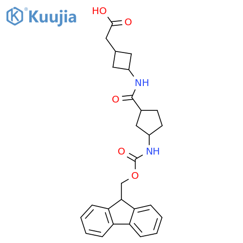 2-{3-3-({(9H-fluoren-9-yl)methoxycarbonyl}amino)cyclopentaneamidocyclobutyl}acetic acid structure
