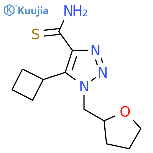 5-cyclobutyl-1-(oxolan-2-ylmethyl)-1H-1,2,3-triazole-4-carbothioamide structure