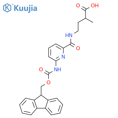 4-{6-({(9H-fluoren-9-yl)methoxycarbonyl}amino)pyridin-2-ylformamido}-2-methylbutanoic acid structure