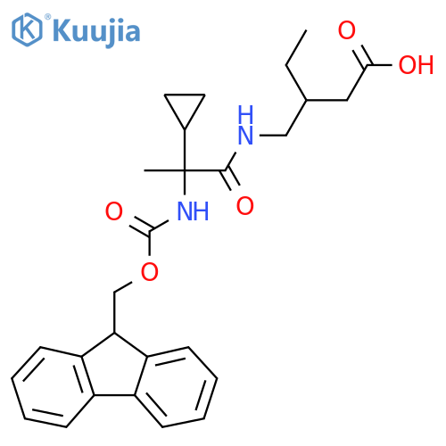 3-{2-cyclopropyl-2-({(9H-fluoren-9-yl)methoxycarbonyl}amino)propanamidomethyl}pentanoic acid structure