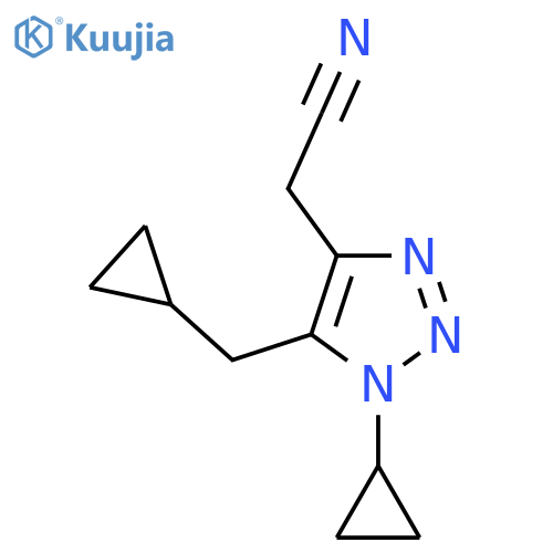 2-1-cyclopropyl-5-(cyclopropylmethyl)-1H-1,2,3-triazol-4-ylacetonitrile structure
