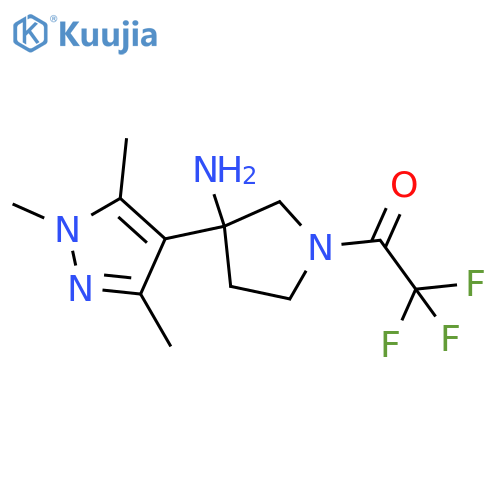 1-3-amino-3-(trimethyl-1H-pyrazol-4-yl)pyrrolidin-1-yl-2,2,2-trifluoroethan-1-one structure