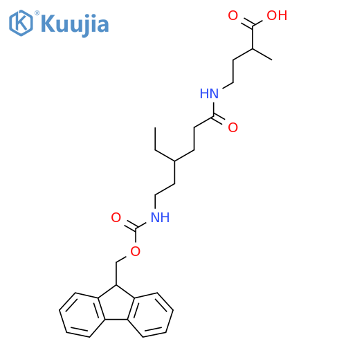 4-4-ethyl-6-({(9H-fluoren-9-yl)methoxycarbonyl}amino)hexanamido-2-methylbutanoic acid structure