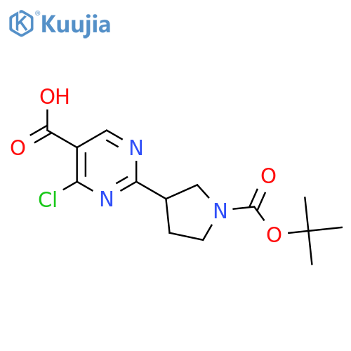 2-{1-(tert-butoxy)carbonylpyrrolidin-3-yl}-4-chloropyrimidine-5-carboxylic acid structure